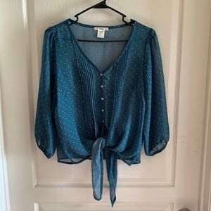 Blue/Teal Sheer Polka Dot Shirt